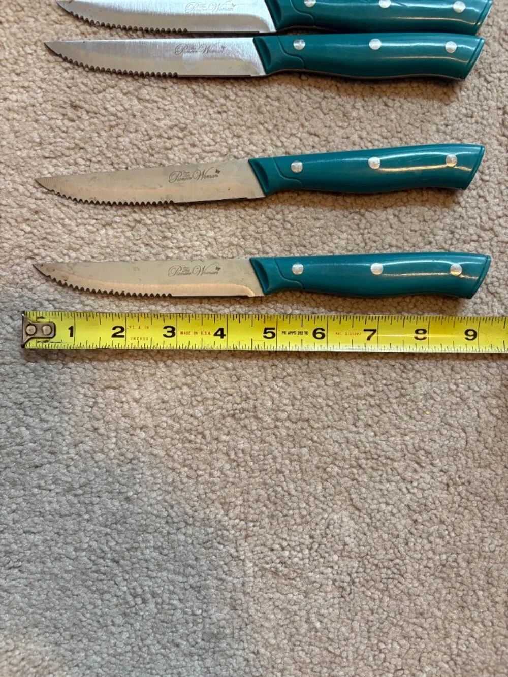 The Pioneer Woman Serrated Steak Knife Set of 5 Turquoise Handles